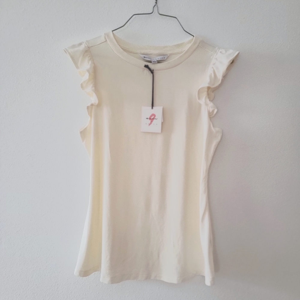 The nines by hatch women's ruffle sleeve white shirt  size S